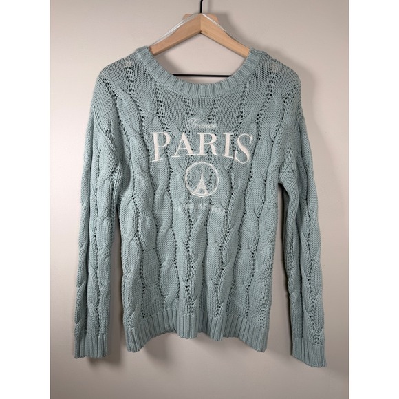 Aeropostale Sweaters - NWT Aeropostale Oversized Cable Knit Sweater Womens Small Blue Paris Reversible